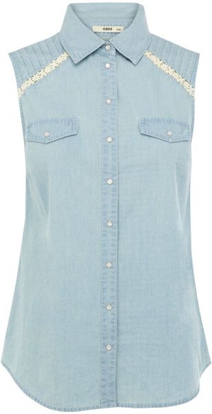 Oasis Lace Insert Sleeveless Shirt - Lyst