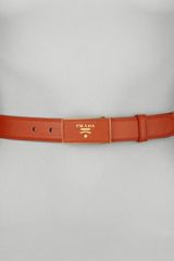 Prada Saffiano Logo Belt Papay
