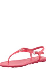 Prada Patent Leather Logo Thong Sandal Fuchsi