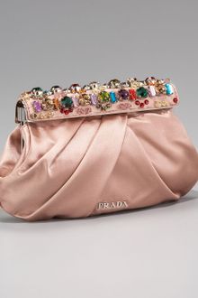 Prada Raso Jeweled Clutch Nudonude - Lyst