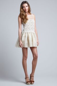 RED Valentino Lace-Embroidered Organza Dress Ivory - Lyst