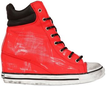 Dioniso Painted Canvas Wedge Sneakers - Lyst