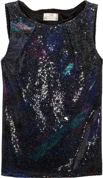 Erdem Fabian Printed Sequined Top - Lyst