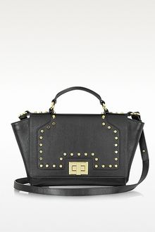 Leonardo Delfuoco Studded Black Leather Ipad Bag - Lyst