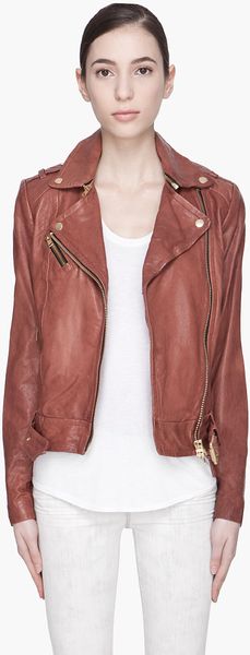 Mackage Brown Leather Hidi Perfecto Style Biker Jacket - Lyst