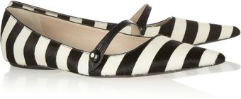 Marc Jacobs Striped Calf Hair Flats - Lyst