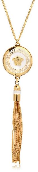Versace Medusa Gold Plated Tassel Necklace - Lyst