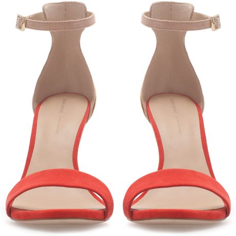 Zara Combination High Heel Sandal in Red (coral) | Lyst