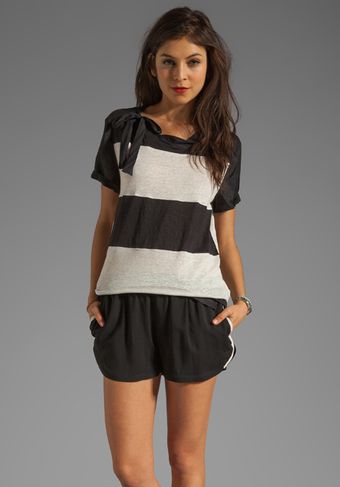 By Malene Birger Linen Slub Essio Top in Black and Cream - Lyst