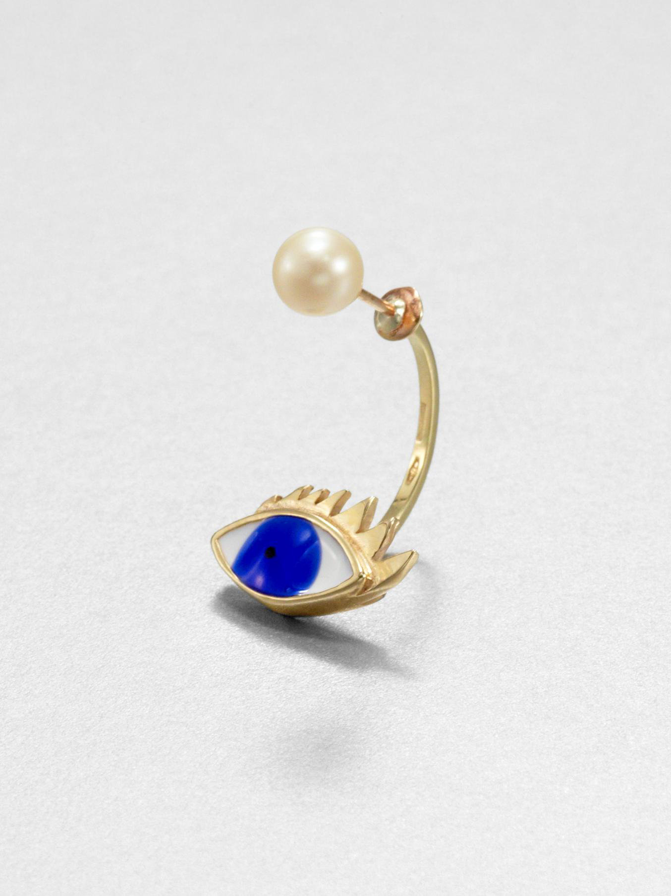 Delfina Delettrez Eye Pearl Stud Single Earrings in Gold (gold-pearl) | Lyst