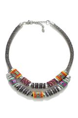 Zara Silver Plated Necklace with Fabric Pieces