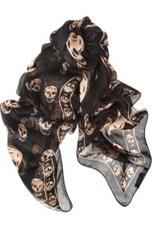 Alexander McQueen Skullprint Silkchiffon Scarf - Lyst