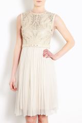 Catherine Deane Octavia Laser Cutout Bodice Silk Tulle Skirt Dress with Lea