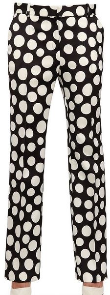 Celine Polka Dot Silk Wool Satin Trousers - Lyst