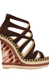 Christian Louboutin 140mm Tosca Suede Cage Wedges
