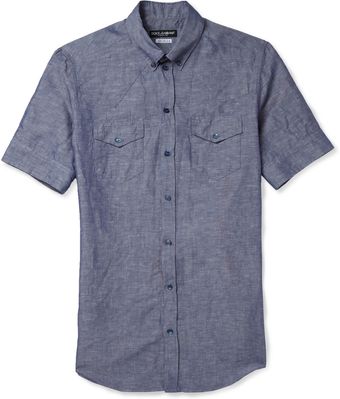 Dolce & Gabbana Linen and Cottonblend Chambray Shirt - Lyst