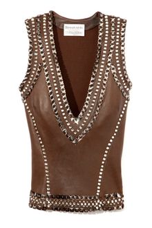 Donna Karan New York Embellished Leather Top - Lyst