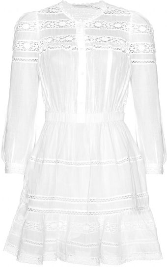 Etoile Isabel Marant Greta Cotton Dress with Lace Trim - Lyst