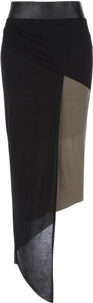 Helmut Lang Black Asymmetric Wrap Skirt - Lyst