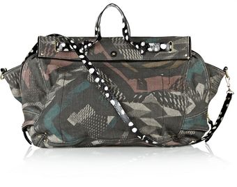 Jérôme Dreyfuss Carlos Elaphe and Leathertrimmed Printed Canvas Tote - Lyst