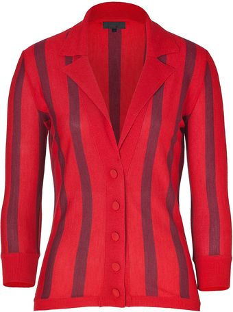 L'Wren Scott Redbordeaux Striped Cashmere Cardigan - Lyst
