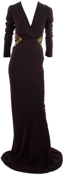 Roberto Cavalli Sequined Back V Neck Dress - Lyst