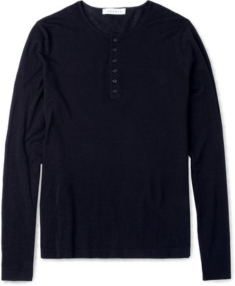 Sandro Knitted Cotton Henley T-Shirt - Lyst