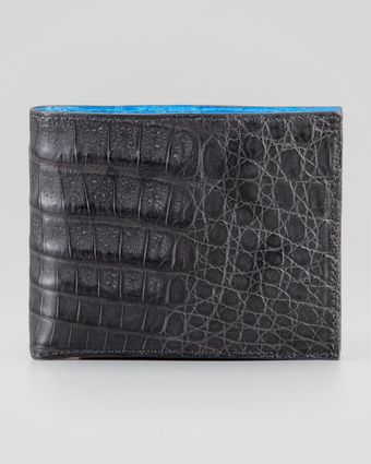 Santiago Gonzalez Bicolor Crocodile Wallet Grayblu - Lyst