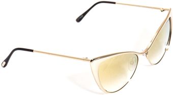 Tom Ford Cateye Flash Gold Sunglasses - Lyst
