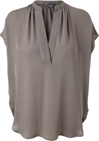 Vince Crepe Silk Tunic Top - Lyst