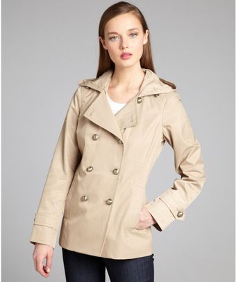Anne Klein Flax Cottonblend Hooded Peacoat - Lyst