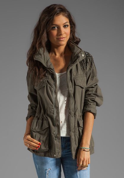 Haute Hippie Military Anorak Jacket in Military in Green (gray) | Lyst
