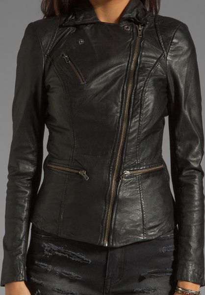 Muubaa Sirius Leather Biker Jacket in Black | Lyst