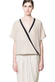 Zara Tricoloured Crossover Blouse - Lyst