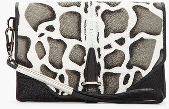 3.1 Phillip Lim Blak and Grey Speckled Leather Envelope Wristlet Clutch - Lyst