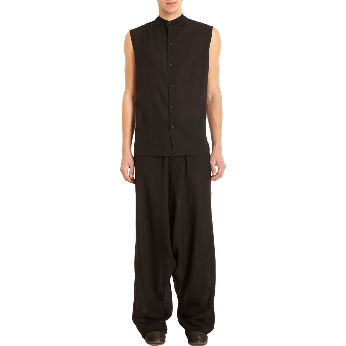 Alexandre Plokhov Sleeveless Band Collar Shirt in Black for Men Lyst