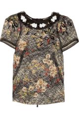 Bottega Veneta Embellished Printed Silk Crepe De Chine Top