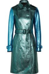 Burberry Prorsum Metallic Texturedleather Trench Coat