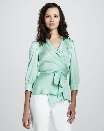 Catherine Malandrino Silky Wrap Blouse - Lyst