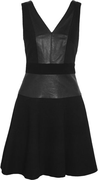 DKNY Leather and Canvas Dress - Lyst