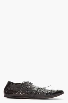 Marsell Black Leather Laser Cut Coltellaccio Flats - Lyst