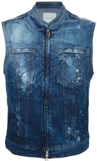 Pierre Balmain Distressed Denim Gilet - Lyst