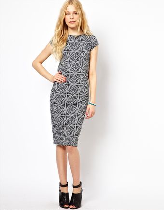 River Island Tattoo Print Midi Dress - Lyst