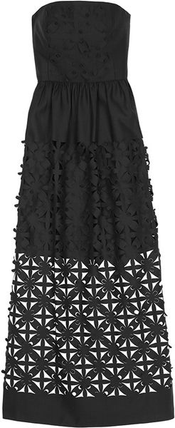 Tibi Pia Laser Cut Strapless Dress - Lyst