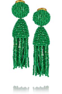 Oscar de la Renta Beaded Tassel Clip Earrings - Lyst