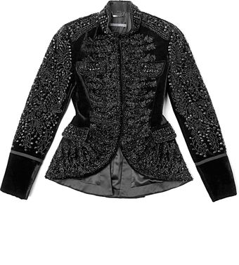 Alberta Ferretti Embellished Satin Velvet Jacket - Lyst
