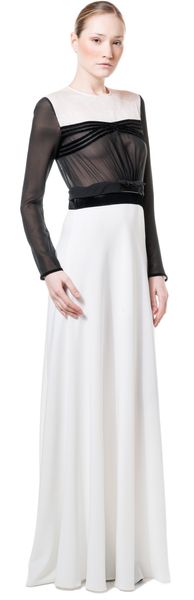 Alberta Ferretti Bicolor Cady Gown with Chiffon Inset - Lyst