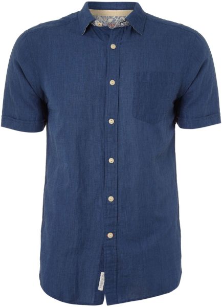 navy blue linen button down shirt