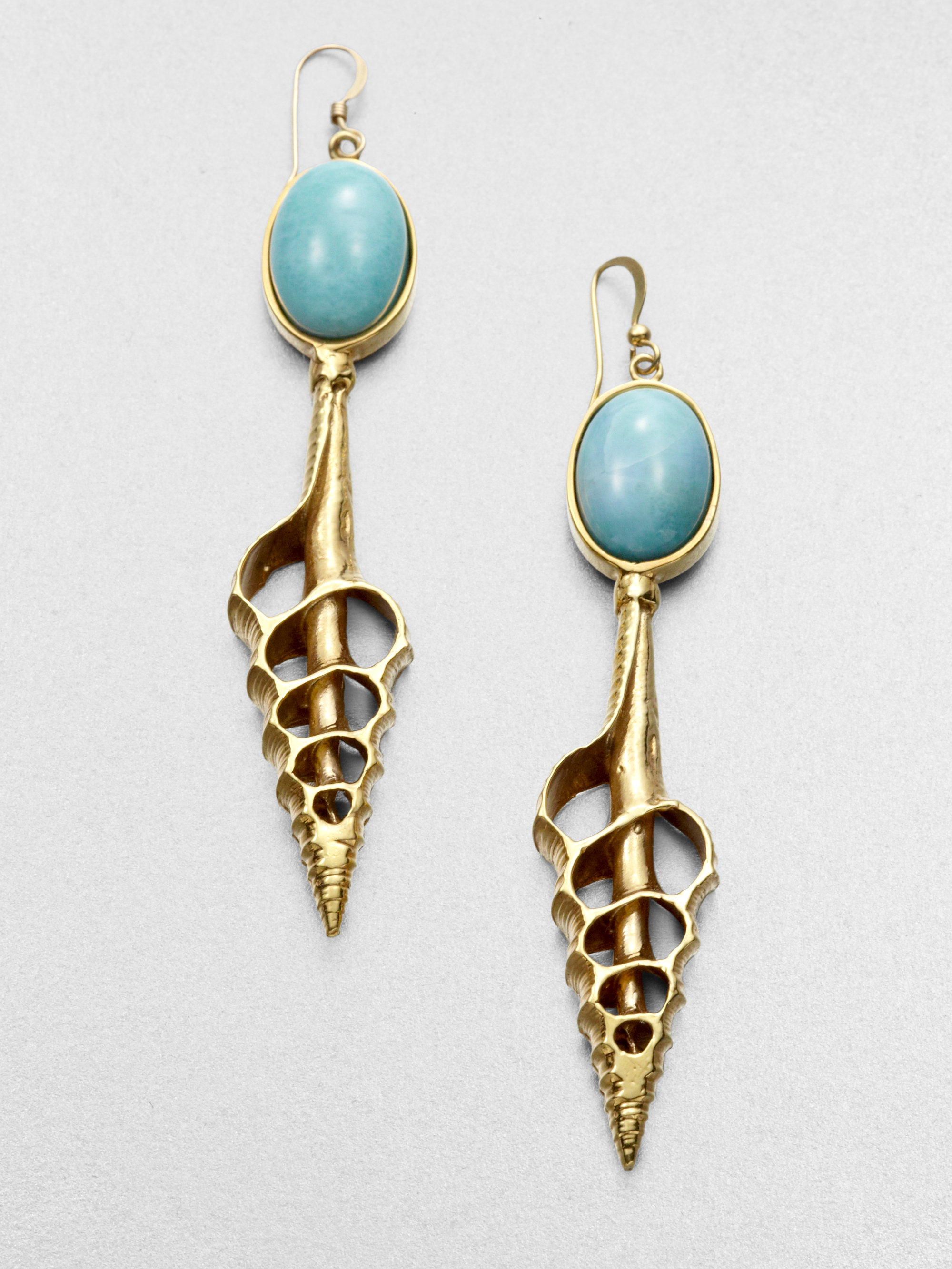 Kelly Wearstler Blue Agate Shell Drop Earrings in Blue