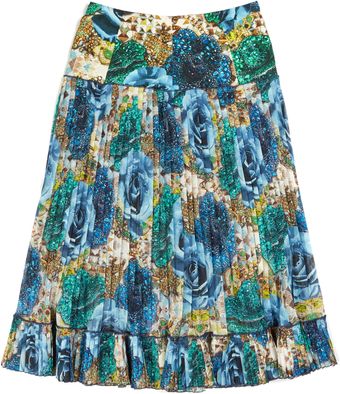 Matthew Williamson Precious Rose Chiffon Midi Skirt in Blue - Lyst